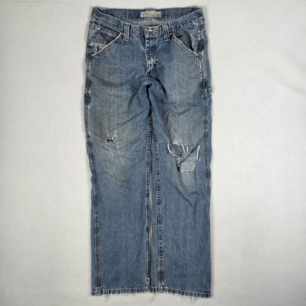Vintage Y2k Lee Carpenter Jeans Mens 32x32 Blue Distressed Thrashed Skater - Picture 8 of 16